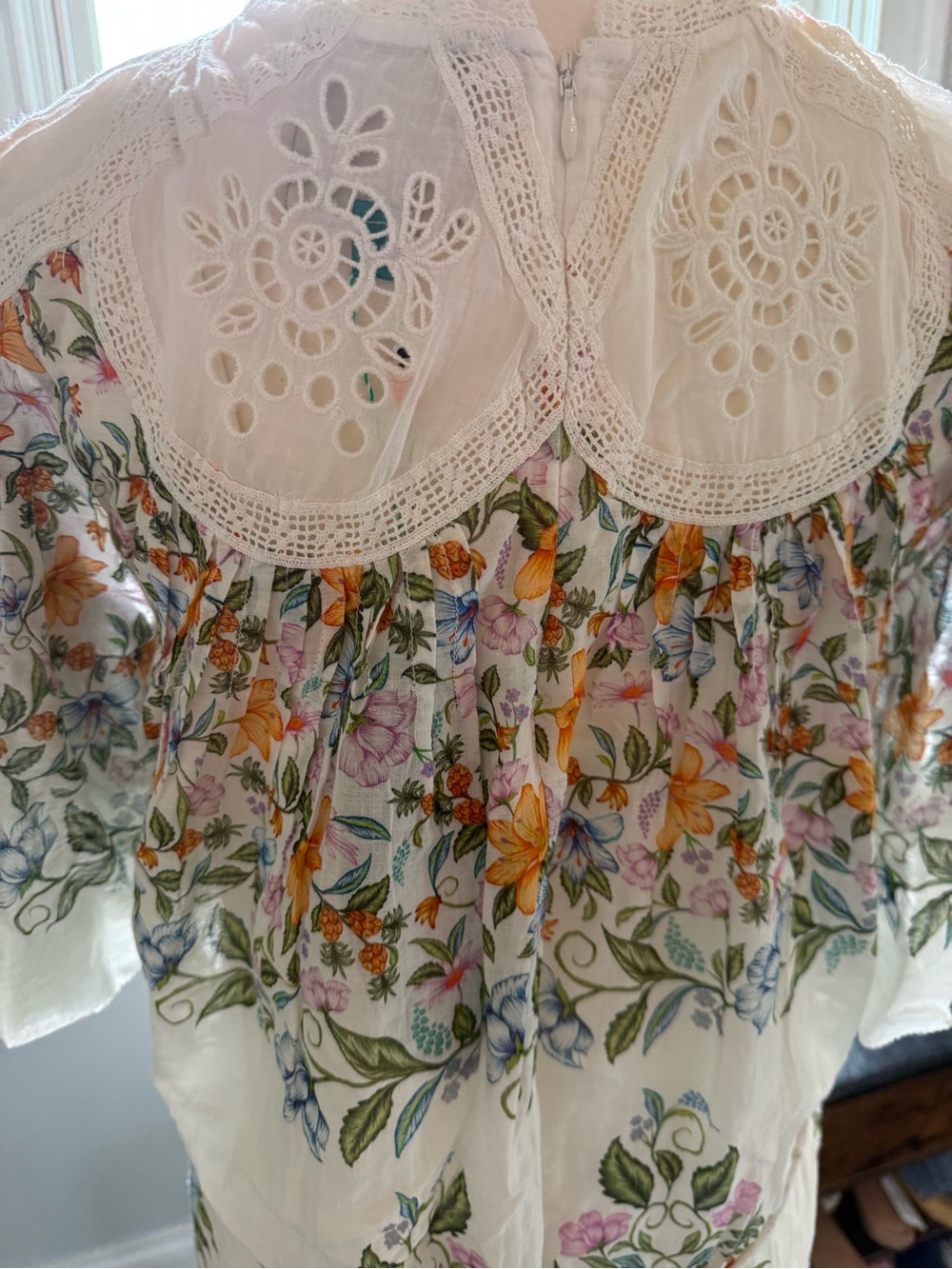 Anthropologie FARM Rio Sweet Bloom Bouquet White Floral Eyelet Mini Dress Sz Med - Picture 13 of 16